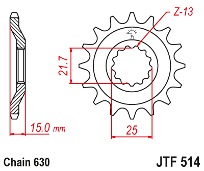 JT SPROCKETS gear wheel JTF514.15 (ZX750A1-A5, 52815jt)